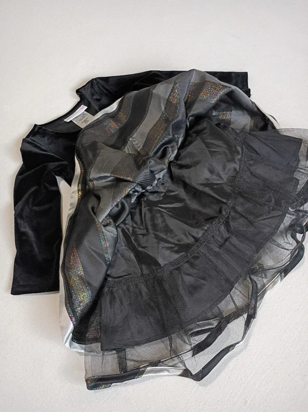 Bonnie Jean Sz 2T Party Dress Velvet Bodice Rainbow Bow Silver Black Ruffled